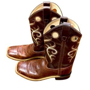 Boys Old West brown leather western boots